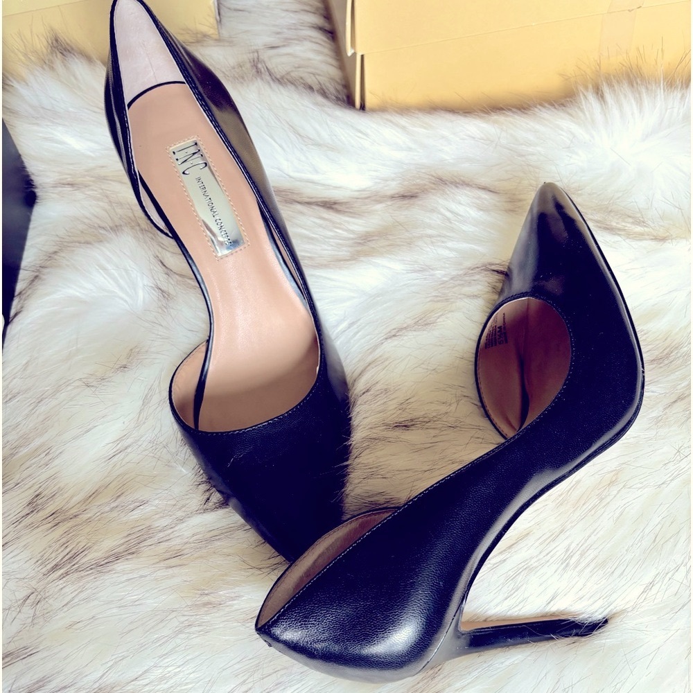 ❤️INC-MACY’s brand 🖤BEAUTIFUL BLACK HEELS 4”❤️NAPPA LEATHER👠D’orsay heels🎁